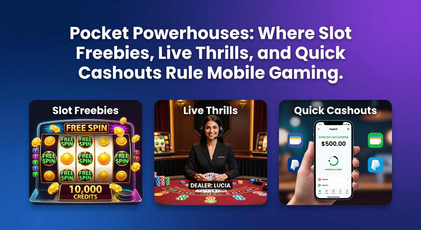 Close-up of a mobile app interface showing live dealer blackjack in progress next to a slot machine with free spin counters and a quick cashout button glowing green